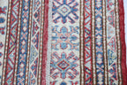 5x7 Red Super Kazak Geometric Handmade Cotton & Wool Rug | Premium Luxury Area Rug