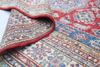 5x7 Red Super Kazak Geometric Handmade Cotton & Wool Rug | Premium Luxury Area Rug