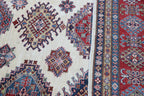 9x12 Beige Super Kazak Geometric Area Rug | Handmade Wool & Cotton Rug