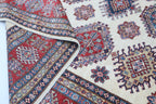 9x12 Beige Super Kazak Geometric Area Rug | Handmade Wool & Cotton Rug