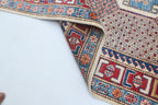 5.5x8 Beige Super Kazak Geometric Area Rug | Handmade Wool & Cotton Rug