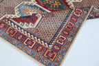 5.5x8 Beige Super Kazak Geometric Area Rug | Handmade Wool & Cotton Rug