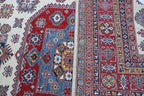 8x10 Beige Super Kazak Geometric Area Rug | Handmade Wool & Cotton Rug
