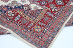 8x10 Beige Super Kazak Geometric Area Rug | Handmade Wool & Cotton Rug