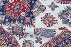 8x10 Beige Super Kazak Geometric Area Rug | Handmade Wool & Cotton Rug