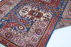 5x7 Blue Super Kazak Geometric Area Rug | Handmade Wool & Cotton Rug