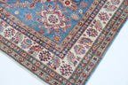 7x10 Blue Super Kazak Geometric Area Rug | Handmade Wool & Cotton Rug