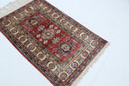 2.5x4 Red Super Kazak Geometric Area Rug | Handmade Wool & Cotton Rug