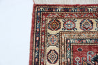 2.5x4 Red Super Kazak Geometric Area Rug | Handmade Wool & Cotton Rug