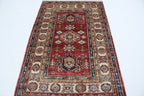 2.5x4 Red Super Kazak Geometric Area Rug | Handmade Wool & Cotton Rug
