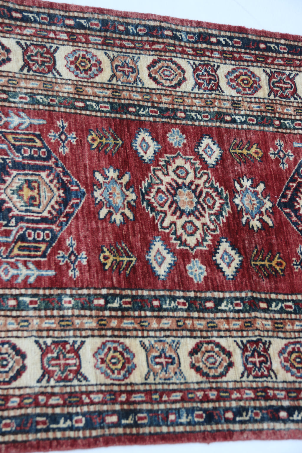 2.5x4 Red Super Kazak Geometric Area Rug | Handmade Wool & Cotton Rug