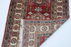 2.5x4 Red Super Kazak Geometric Area Rug | Handmade Wool & Cotton Rug