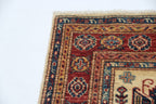 2.5x4 Beige Super Kazak Geometric Area Rug | Handmade Wool & Cotton Rug