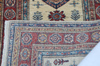 2.5x4 Beige Super Kazak Geometric Area Rug | Handmade Wool & Cotton Rug