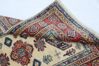 2.5x4 Beige Super Kazak Geometric Area Rug | Handmade Wool & Cotton Rug