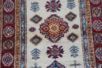 2.5x4 Beige Super Kazak Geometric Area Rug | Handmade Wool & Cotton Rug