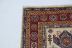 2.5x4 Beige Super Kazak Geometric Area Rug | Handmade Wool & Cotton Rug
