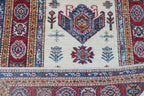 2.5x4 Beige Super Kazak Geometric Area Rug | Handmade Wool & Cotton Rug