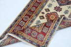 2.5x4 Beige Super Kazak Geometric Area Rug | Handmade Wool & Cotton Rug
