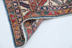 5x6.5 Blue Super Kazak Geometric Area Rug | Handmade Wool & Cotton Rug