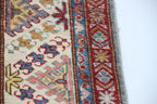 7x10 Gray Super Kazak Geometric Area Rug | Handmade Wool & Cotton Rug