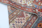 7x10 Gray Super Kazak Geometric Area Rug | Handmade Wool & Cotton Rug