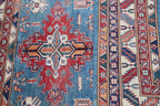 5x7 Blue Super Kazak Geometric Handmade Cotton & Wool Rug | Premium Luxury Area Rug