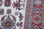 5x7 Beige Super Kazak Geometric Handmade Cotton & Wool Rug | Premium Luxury Area Rug