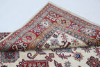 5x7 Beige Super Kazak Geometric Handmade Cotton & Wool Rug | Premium Luxury Area Rug