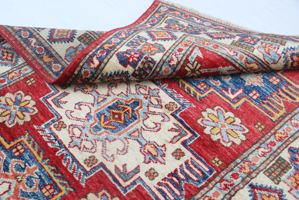 2.5x4 Red Super Kazak Geometric Area Rug | Handmade Wool & Cotton Rug