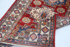 2.5x4 Red Super Kazak Geometric Area Rug | Handmade Wool & Cotton Rug