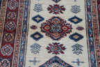 2.5x4 Beige Super Kazak Geometric Area Rug | Handmade Wool & Cotton Rug