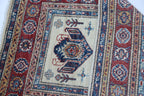 2.5x4 Beige Super Kazak Geometric Area Rug | Handmade Wool & Cotton Rug