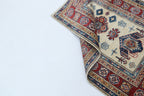 2.5x4 Beige Super Kazak Geometric Area Rug | Handmade Wool & Cotton Rug