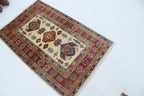 2.5x4 Beige Super Kazak Geometric Area Rug | Handmade Wool & Cotton Rug