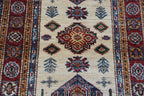 2.5x4 Beige Super Kazak Geometric Area Rug | Handmade Wool & Cotton Rug