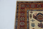 2.5x4 Beige Super Kazak Geometric Area Rug | Handmade Wool & Cotton Rug