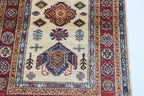 2.5x4 Beige Super Kazak Geometric Area Rug | Handmade Wool & Cotton Rug