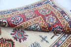 2.5x4 Beige Super Kazak Geometric Area Rug | Handmade Wool & Cotton Rug