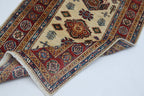 2.5x4 Beige Super Kazak Geometric Area Rug | Handmade Wool & Cotton Rug
