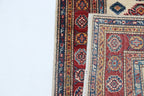 2.5x4 Beige Super Kazak Geometric Area Rug | Handmade Wool & Cotton Rug