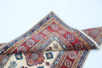 2.5x4 Beige Super Kazak Geometric Area Rug | Handmade Wool & Cotton Rug