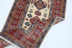 2.5x4 Beige Super Kazak Geometric Area Rug | Handmade Wool & Cotton Rug