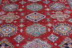 8x10 Red Super Kazak Geometric Area Rug | Handmade Wool & Cotton Rug