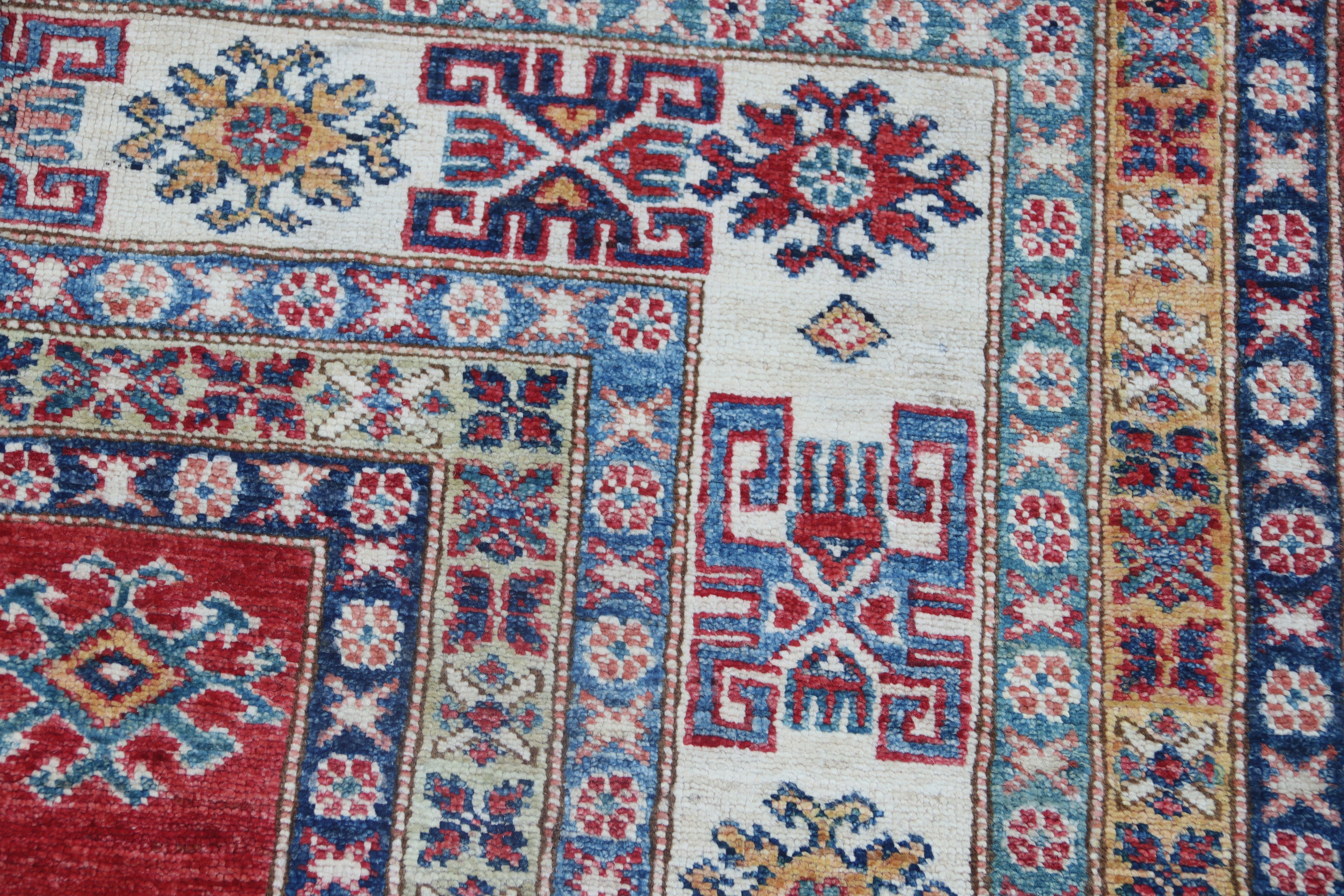 8x10 Red Super Kazak Geometric Area Rug | Handmade Wool & Cotton Rug