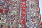 8x10 Red Super Kazak Geometric Area Rug | Handmade Wool & Cotton Rug