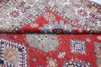 8x10 Red Super Kazak Geometric Area Rug | Handmade Wool & Cotton Rug