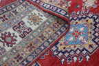 8x10 Red Super Kazak Geometric Area Rug | Handmade Wool & Cotton Rug