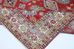 8x10 Red Super Kazak Geometric Area Rug | Handmade Wool & Cotton Rug