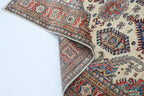 5x7 Beige Super Kazak Geometrical Handmade Cotton & Wool Rug | Premium Luxury Area Rug